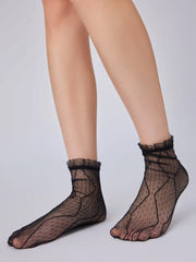 LACE TRIM MESH CREW SOCKS