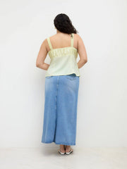 Square Neck Ruched Tie Front Tank Top Curve & Plus