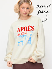 APRÈS Ski Club Embroidery Terry Graphic Oversized Sweatshirt