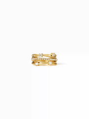 18K GOLD PLATED STAINLESS STEEL ZIRCON DECOR RING