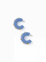 STUDDED C-SHAPED HOOP EARRINGS