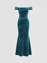 Velvet Off-shoulder Star Ruched Maxi Dress