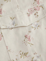 Cotton-blend Mid Rise Floral Cargo Wide Leg Pants