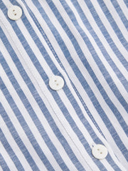 Cotton-blend Collar Stripe Knotted Short Sleeve Shirt Curve & Plus