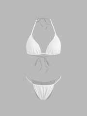 Halter Neckline Triangle Bikinis Bikini Set With Mesh Cover Up Set