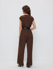 Round Neckline Oversized Jumpsuit with Belt