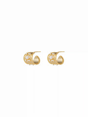 FAUX PEARL C-SHAPED HOOP EARRINGS