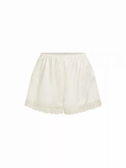 Satin Lace Trim V-neck Cami & Mid Rise Shorts Loungewear Set