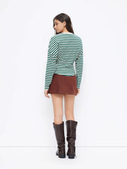 Cotton-blend Striped Cinched Waist Top