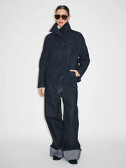 Wool-look High Neck Double Breasted Oversized Jacket