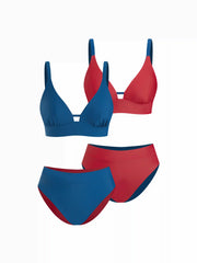 V-neck Mid Rise Triangle Bikini Set