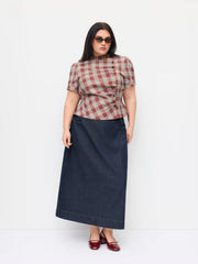 Denim High Rise A-line Maxi Skirt Curve & Plus