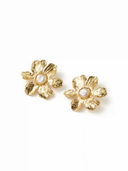 FAUX PEARL DECOR FLOWER EARRINGS