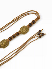 ENGRAVED OVAL & BEADED DECOR LACE-UP WAIST BELT