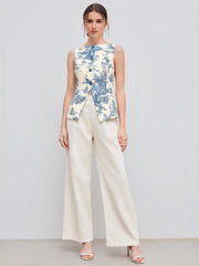 Boat Neck Toile De Jouy Waistcoat