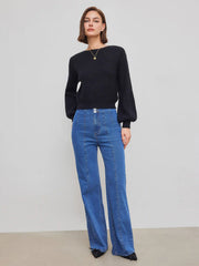 Knit Boat Neck Long Sleeve Top