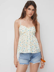 Sweetheart Neckline Floral Cami Top