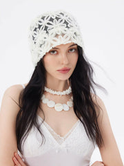 FLORAL LACE BEANIE HAT