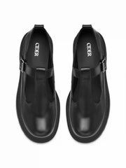 ROUND TOE BUCKLE CHUNKY HEELED MARY JANE SHOES
