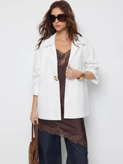 Cotton Collar Metal Detail Oversized Shirt