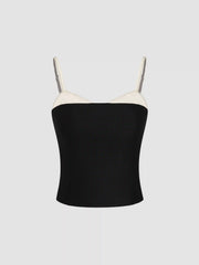 Contrasting Binding Patchy Crop Cami Top