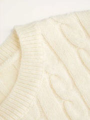Cable Knit Cherry Embroidery Long Sleeve Ruffle Hem Cardigan