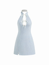 Tweed Mandarin Collar Cut Out Knotted Mini Dress