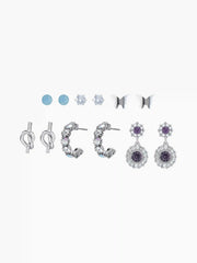 6 PAIRS KNOT & BUTTERFLY GEMSTONE EARRINGS SET
