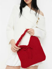 BOWKNOT DECOR KNITTED HANDBAG