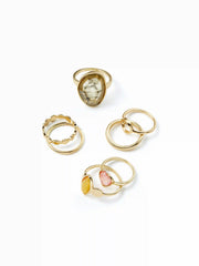 7PCS HEART & GEMSTONE RING SET