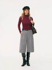 Two Pieces Cotton-blend High Neck Long Sleeve Tee & Tank Top