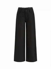 Lace Trimmed Low Rise Wide Leg Trousers