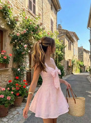 Lace Sweetheart Bowknot Cami Mini Dress