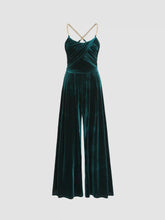 Solid Velvet Scoop Neckline Sleeveless Ruched Jumpsuit