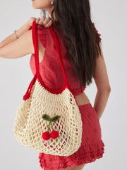 CHERRY KNITTED SHOULDER BAG
