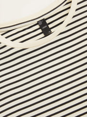 Cotton-blend Stripe Contrasting Binding Tee & Elastic Waist Shorts Set Curve & Plus