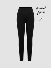Thermal Cotton-blend Mid Rise Solid Leggings