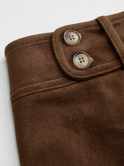Suede Low Rise Solid Button Mini Skirt