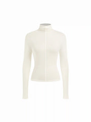 Wool-blend Stand Collar Long Sleeve Tee
