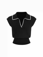 Knit Contrasting V-neck Vest