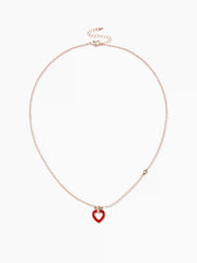 RHINESTONE DECOR HEART PENDANT NECKLACE