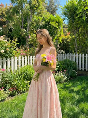 Cotton-blend Square Neck Floral Knotted Shirred Midi Dress