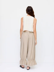 Low Rise Lace Ruffled Oversized Barrel-leg Trousers