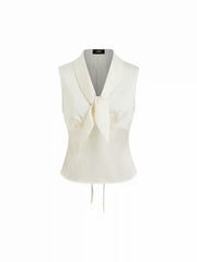 Satin Tie Neck knotted Sleeveless Blouse