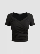 Jersey Sweetheart V Neck Short Sleeve Top