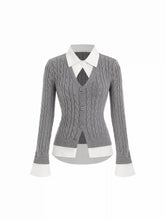 Cable Knit Two Tone Cardigan