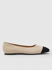 TWO-TONE FABRIC MARY JANE FLATS