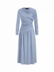 Long Sleeve Asymmetrical Ruched Maxi Dress