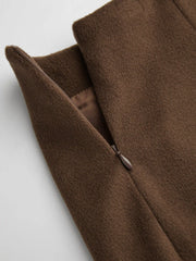 Wool-like Mid Rise Solid Button Mini Skort