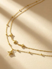 18K GOLD PLATED STAINLESS STEEL STAR LAYERED NECKLACE